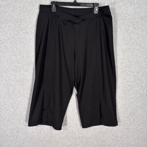 Junonia Wide Leg Crop Capri Pants 1X‎ Black Knit Comfort Lounge Activewear USA